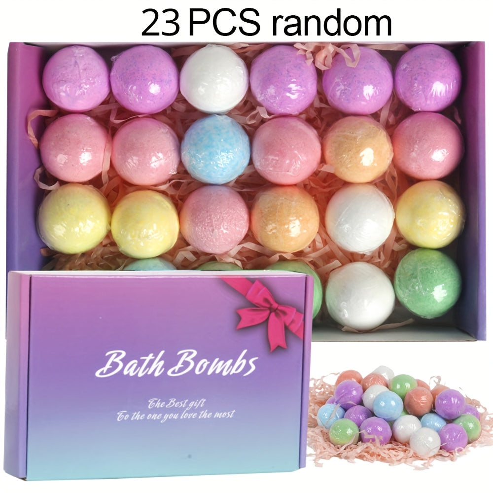 Bath Bombs Gift Set 23pcs Handmade Bubble Bath Fizzes with Essential Oils for Women Wife for Bath Time, Home Spa and Personal Care