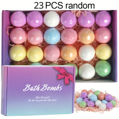 Bath Bombs Gift Set 23pcs Handmade Bubble Bath Fizzes with Essential Oils for Women Wife for Bath Time, Home Spa and Personal Care
