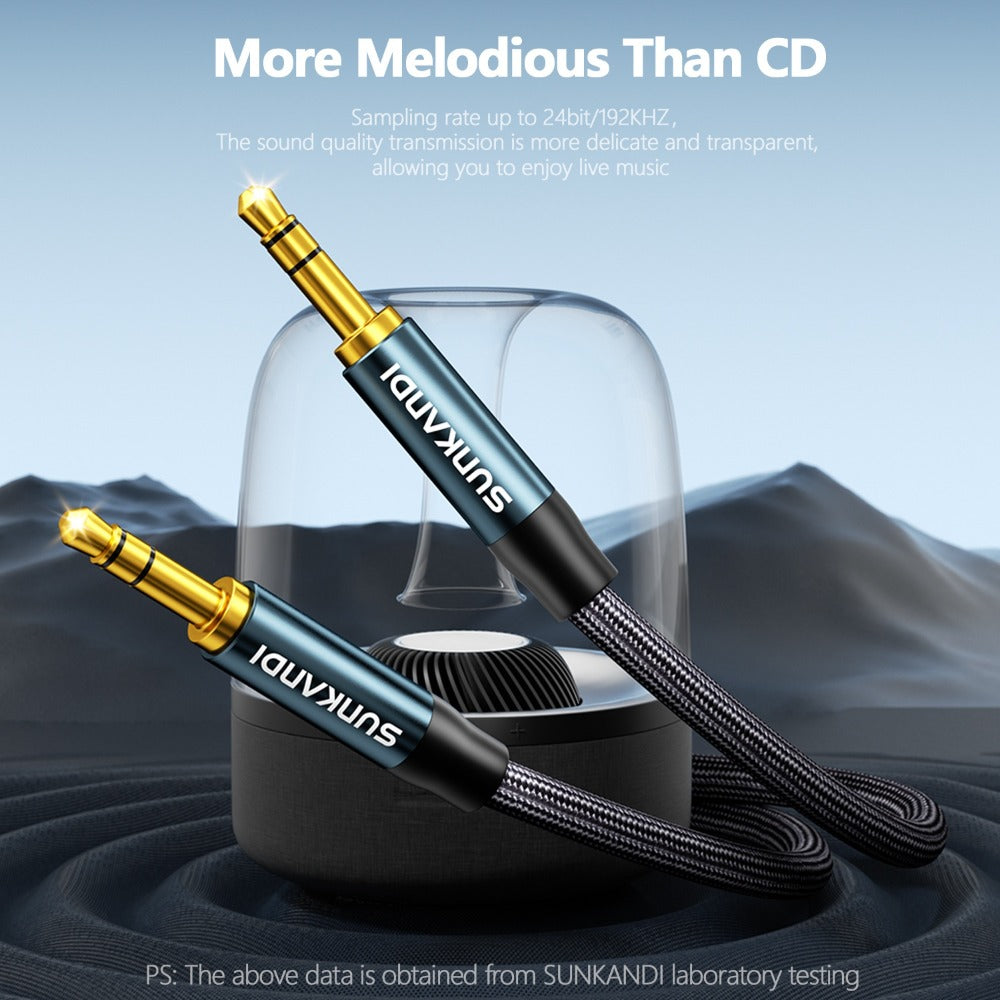 3.5mm Male to Male AUX Audio Cable, Durable Tangle-Free Stereo Cord for Car, Headphones, Speakers