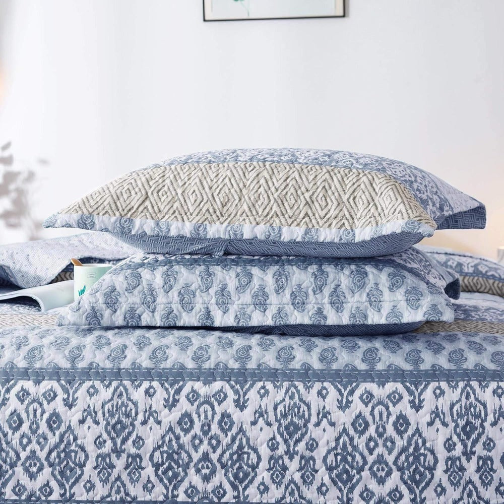 Floral Quilt Set Lightweight Bedspread Coverlet 2 or 3-Piece, All Season Hypoallergenic Breathable Paisley Patchwork Print Quilt for Bedroom