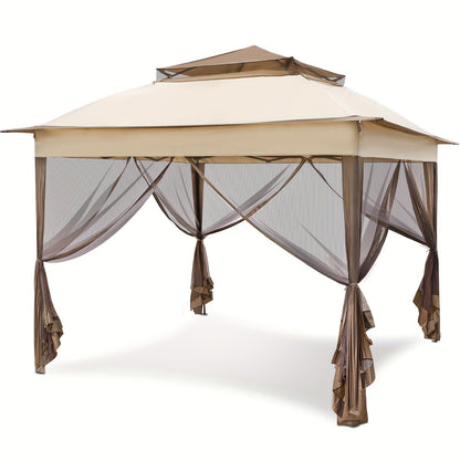 Instant Gazebo Tent 11x11 FT Mosquito Netting No Assembly Required for Garden, Yard and Pest Management