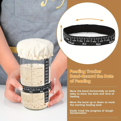 Glass Fermentation Jar Kit 24oz with Thermometer Scraper Cloth Lid Aluminum Lid and Auxiliary for Entryways, Bedrooms and Living Spaces