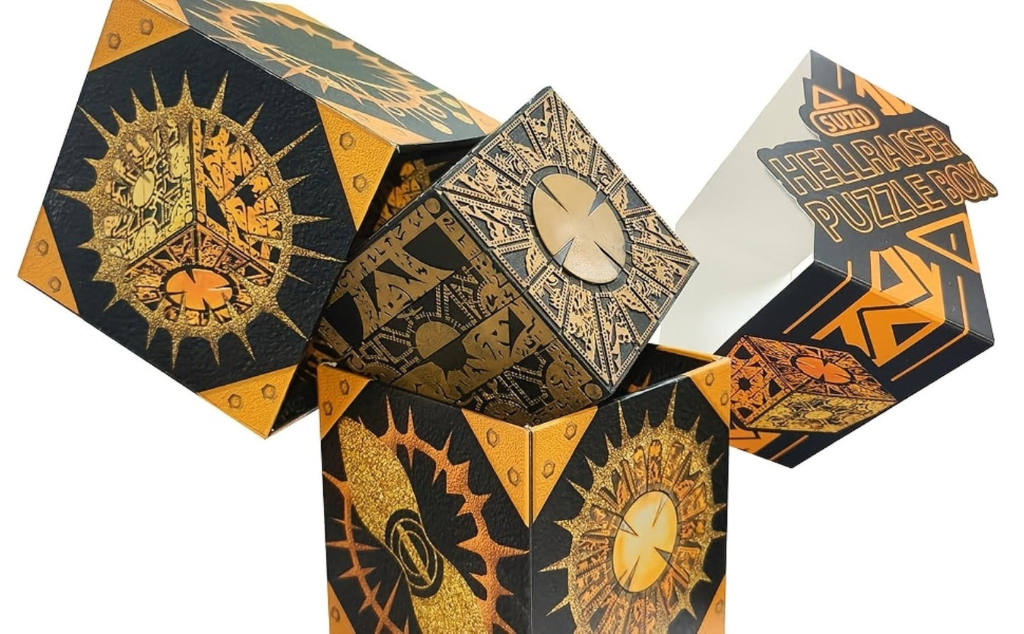 Lament Configuration Puzzle Box Cube, Functional Detachable Deformation Lock Box with Display Base
