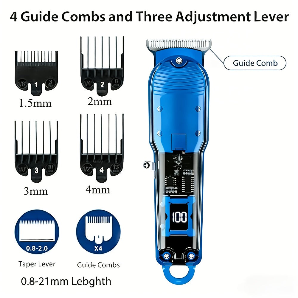 Cordless Hair Clipper for Men – USB Rechargeable Electric Trimmer with Guide Comb, Self Haircut Kit for Home Barbershop Fade