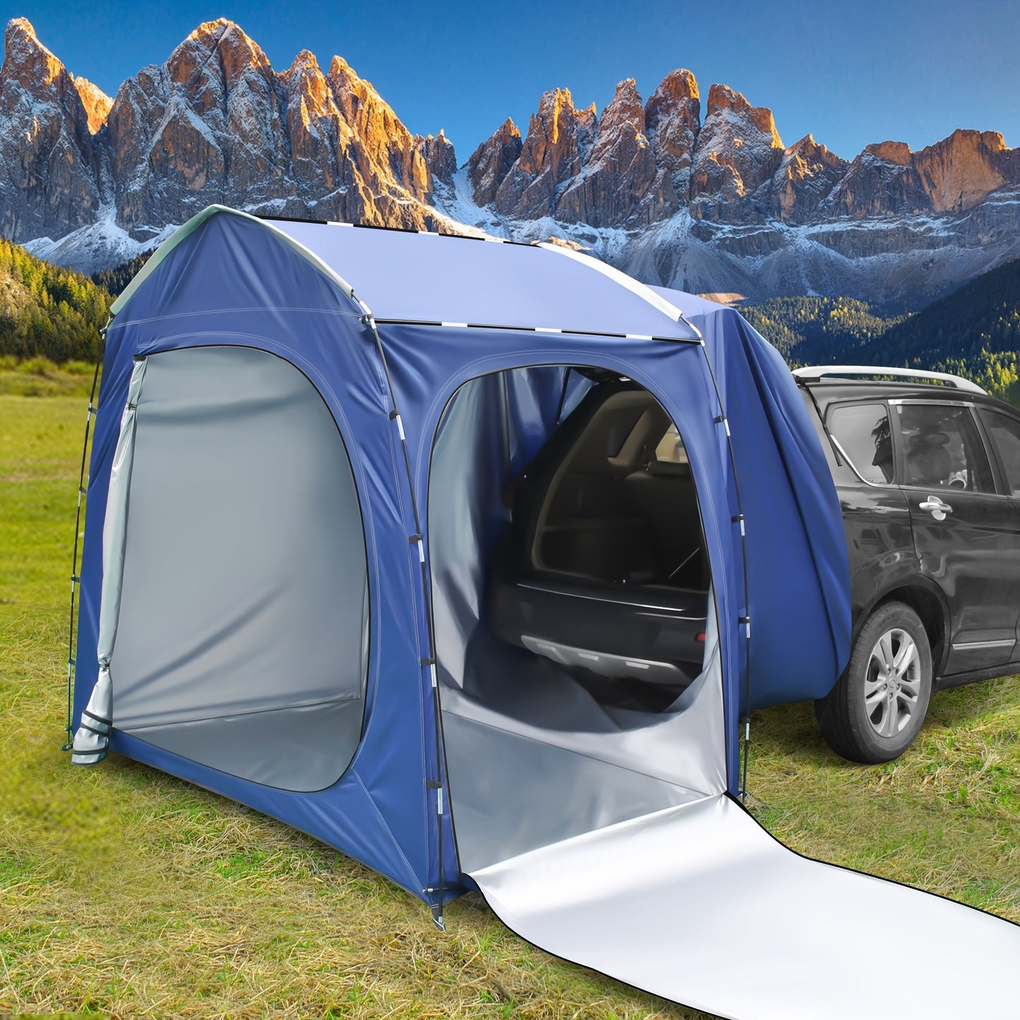 Camping Tent SUV Tailgate Format with Source-Listed 5-Person Capacity, Porch Awning and Four Colors