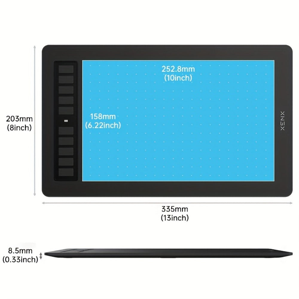 XENX Graphics Drawing Tablet 10 x 6.22 Inch, 8192 Pressure Sensitivity Battery-Free Passive Stylus