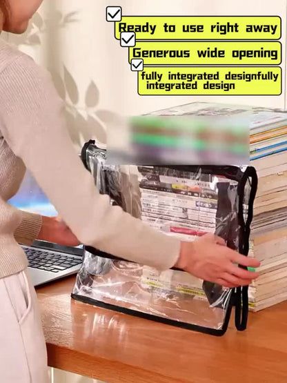 Clear-Sided Zipper Storage Bags with Black Webbing Handles and Double-Zipper Tops in Three- or Four-Piece Sets