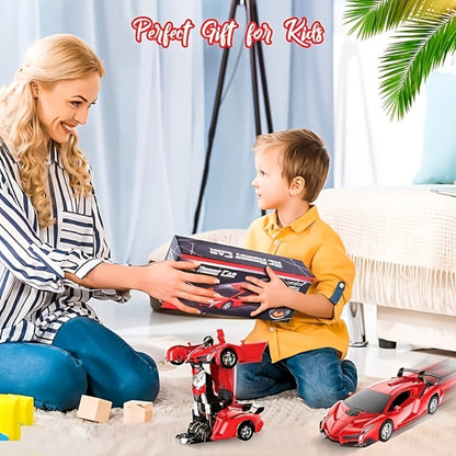 Transforming RC Robot Car for Kids 2.4GHz, One-Button Deformation Stunt Car 360 Drift LED Lights