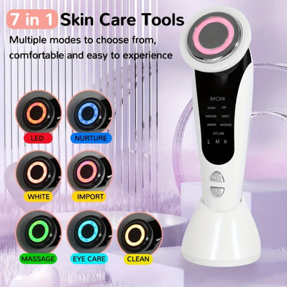 4-in-1 LED Face Neck Massager USB Powered Vibration Facial Lifting Device - Handle Portable Beauty Tool for Home or Salon Spa Use