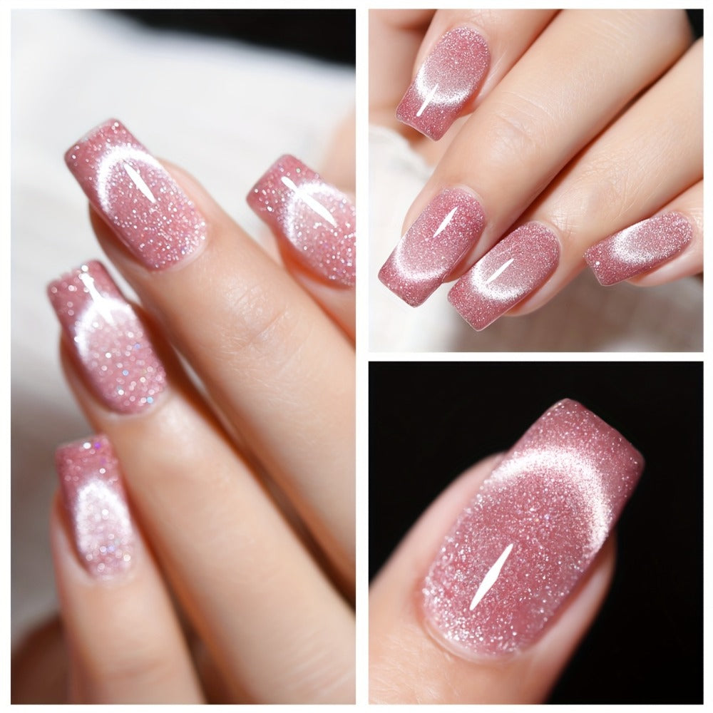 Gel Nail Polish Six-Color Magnetic Cat Eye Set with Sparkling Star and Rhinestone Effects for Nail Art