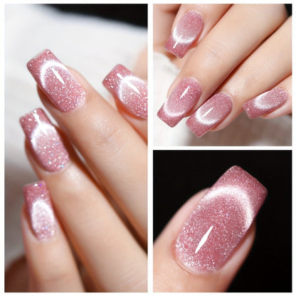 Gel Nail Polish Six-Color Magnetic Cat Eye Set with Sparkling Star and Rhinestone Effects for Nail Art