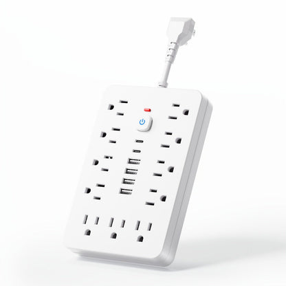 Power Strip with 11 AC Outlets, 4 USB-A, 2 USB-C and Short, 5-Foot or 10-Foot Standard or Braided Cord