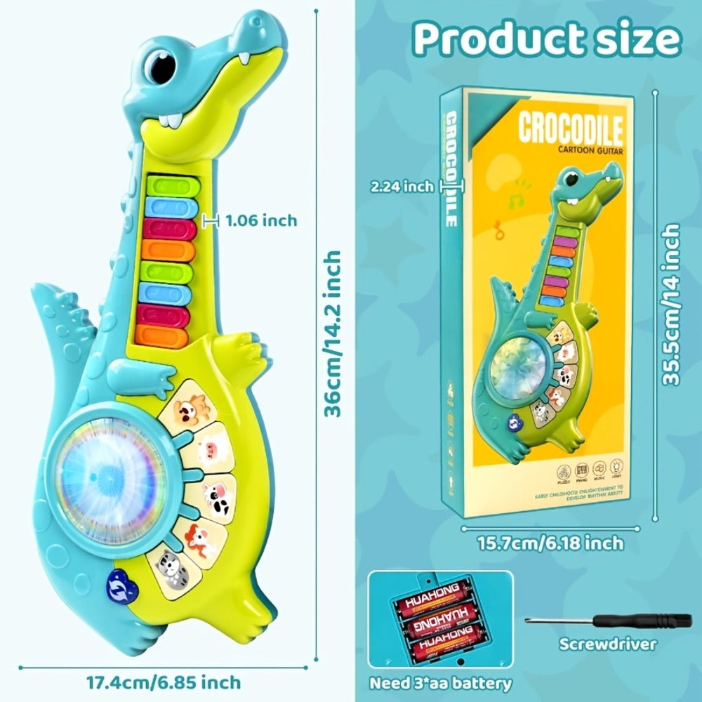 Educational Piano Guitar Toy for Toddlers 1-2 Years, Baby Musical Toy with Animal Sounds & Lights