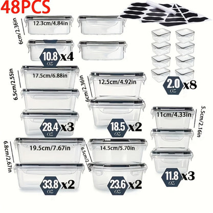 Food Storage Containers Set BPA-Free Airtight – Meal Prep Containers with Easy-Snap Lids Labels & Marker 24 48pcs Pantry Kitchen Organizer