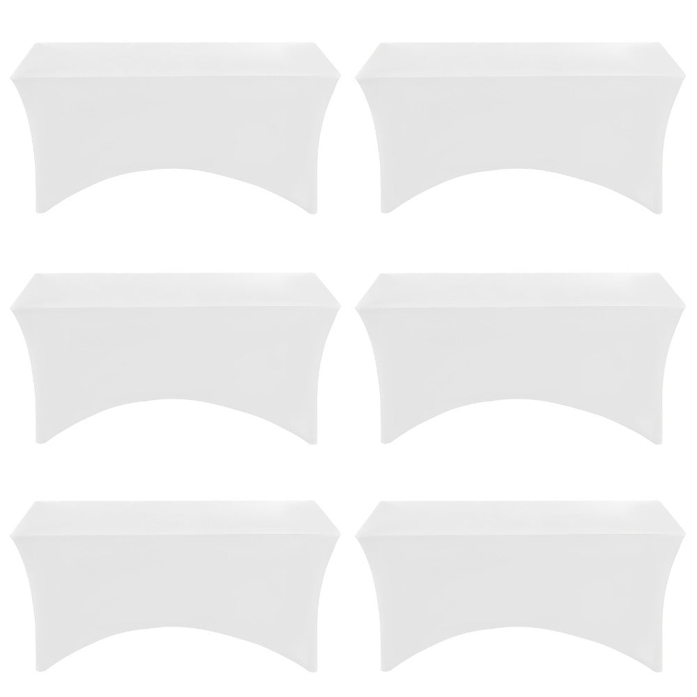 6 Pack Spandex Table Covers for 6ft Rectangular Tables – Fitted Stretch Tablecloths Wrinkle Resistant Washable Reusable for Wedding Party