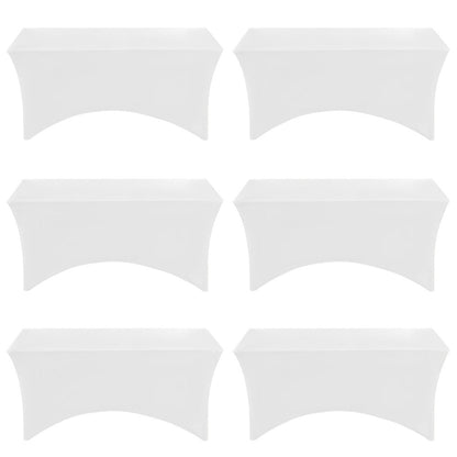 6 Pack Spandex Table Covers for 6ft Rectangular Tables – Fitted Stretch Tablecloths Wrinkle Resistant Washable Reusable for Wedding Party