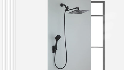 Rain Shower System with Handheld Shower Head, High Pressure Rainfall Showerhead Combo Copper Diverter Anti-Clog 8 10 12 Inch