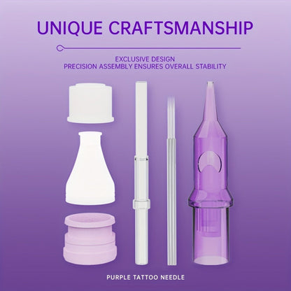 Tattoo Cartridge Needles 30 50pcs Purple RL RS RM M1 Mixed Sizes - Tuffking Disposable for Temporary Body Art, Festivals and Costumes