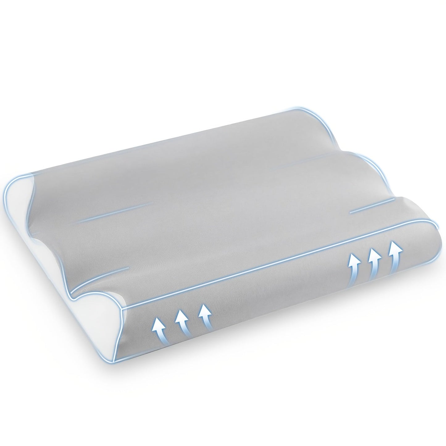 Memory Foam Cervical Pillow Contour Neck Support Orthopedic Bed Pillow for Side Back Stomach Sleepers with Cooling Pillowcase Queen King