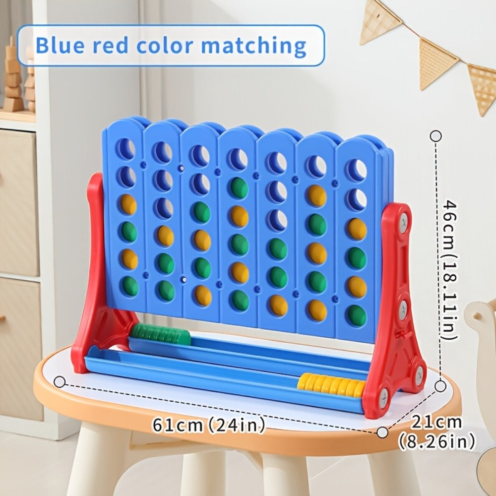 Height Adjustable Giant Connect 4 Game 33-37 Inch, Jumbo 4-in-a-Row Outdoor Yard Game with Quick Release Slider for Teens