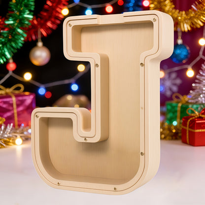 Alphabet Letter Piggy Bank A-Z Wooden Coin Bank Large Capacity Transparent – Personalized Savings Box for Kids | Back to School