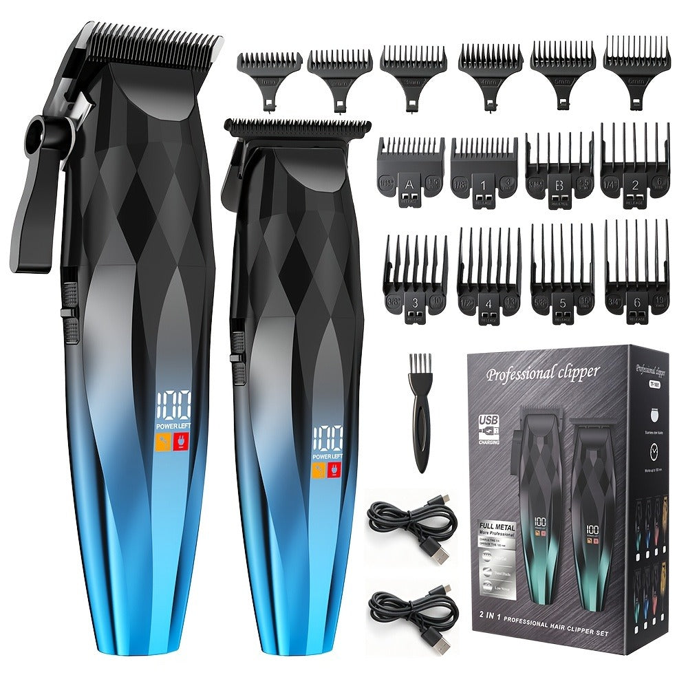 Electric Hair Clipper 2-Pack for Men – Professional Cordless Hair Trimmer Set for Home Car Business Travel