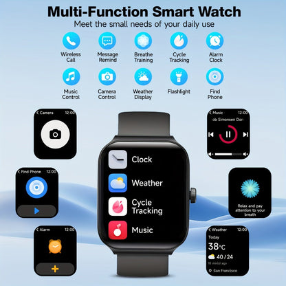 Smartwatch with Alexa Built-in FAWEIO 1.95" Large Display, Wireless Calling, 100+ Sport Modes, Pedometer Heart Rate Sleep Blood