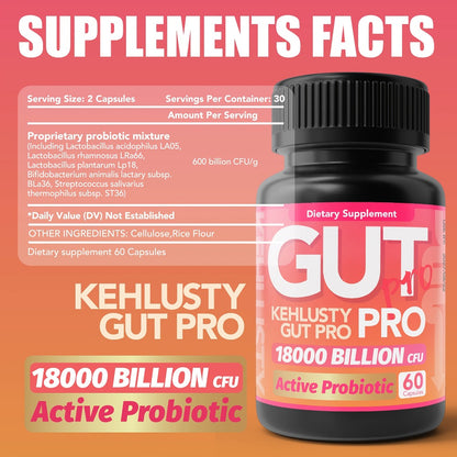 Probiotics 18000 Billion CFU Capsules, Lactobacillus & Bifidobacterium Multi-Strain Formula