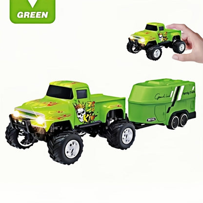 Mini Alloy RC Monster Truck 1:64 Scale 2.4GHz Off-Road Crawler with LED Lights, Street Graffiti Spray-Paint Design