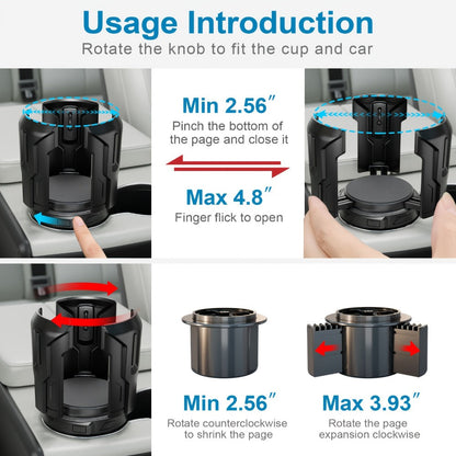 Adjustable Car Cup Holder Expander for 12–64 oz Bottles and Mugs with 2.56-Inch Base, One- or Two-Pack Options