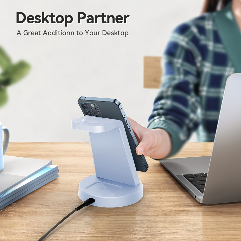 Wireless Charging Station, 3-in-1 Multi-Style Dock for iPhone, Samsung Galaxy, Apple Watch and AirPods