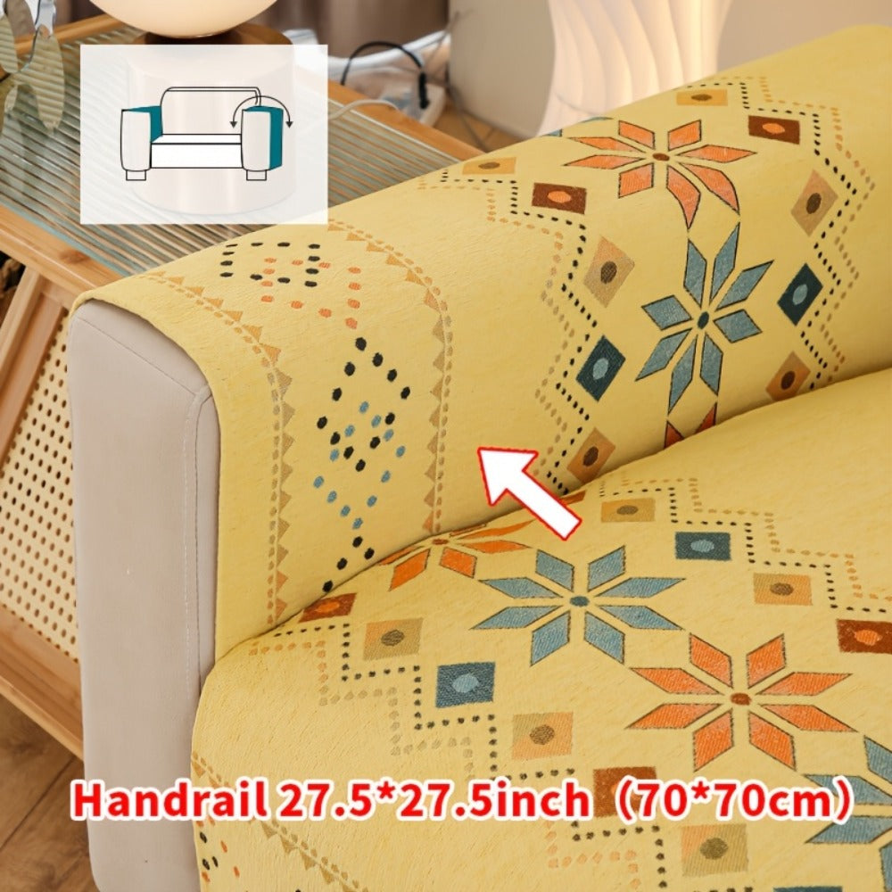 Sofa Cover Bohemian Chenille Jacquard Knit Sections for Seat, Armrest or Backrest with Model-Specific Size and Color Options