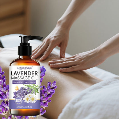 Lavender Massage Oil for Body 3.38oz – Natural Nourishing & Hydrating Formula for All Skin Types, Calming Aromatherapy, Couples Massage Oil