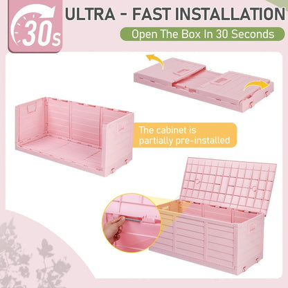 75 Gallon Deck Box with Wheels, 284L Resin Outdoor Storage Box Lockable Plastic Container for Patio