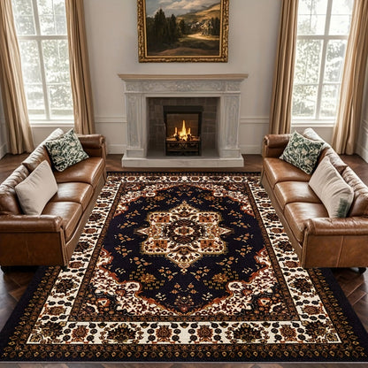 Bohemian Round Rug Large – Soft Non-Slip Machine Washable Vintage Area Rug for Living Room Bedroom Floor Decor
