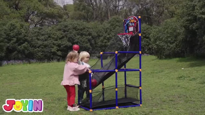 Kids Adjustable Basketball Hoop Set Arcade-Style Stand 4 Balls Air Pump with the Listed Color, Size or Set Options for Everyday Use