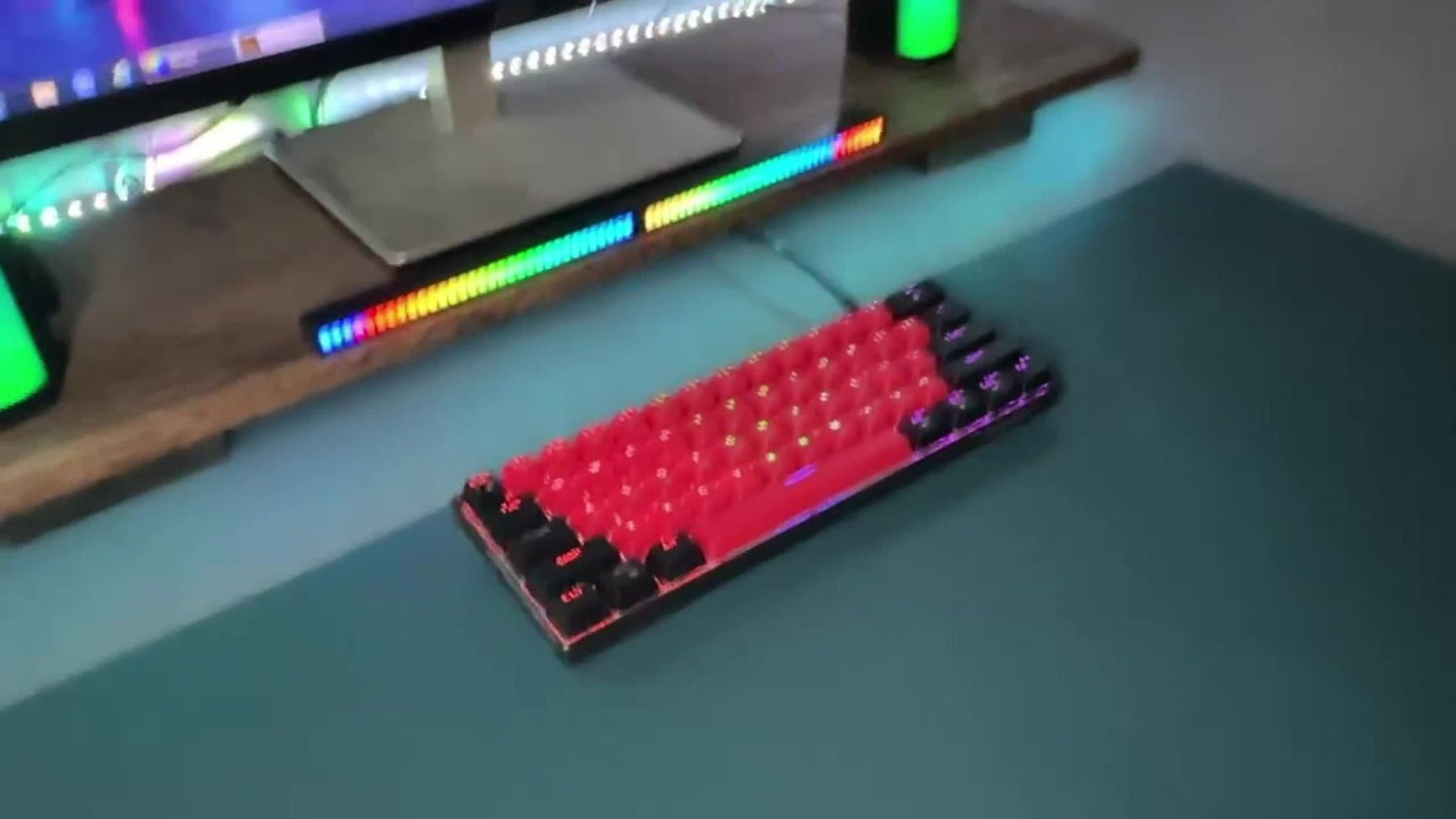 60% Mechanical Gaming Keyboard Wired 61 Keys Green Switch, Compact Tenkeyless Clicky Keyboard for PC Laptop Windows Gaming Typing