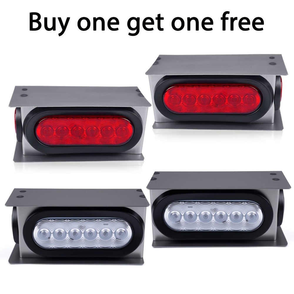 LED Trailer Tail Lights Steel Housing Box 6" Oval Stop Turn Tail Light + 2" Round Amber Marker Lights DOT Rated Heavy Duty for Semi Truck