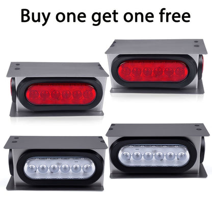 LED Trailer Tail Lights Steel Housing Box 6" Oval Stop Turn Tail Light + 2" Round Amber Marker Lights DOT Rated Heavy Duty for Semi Truck