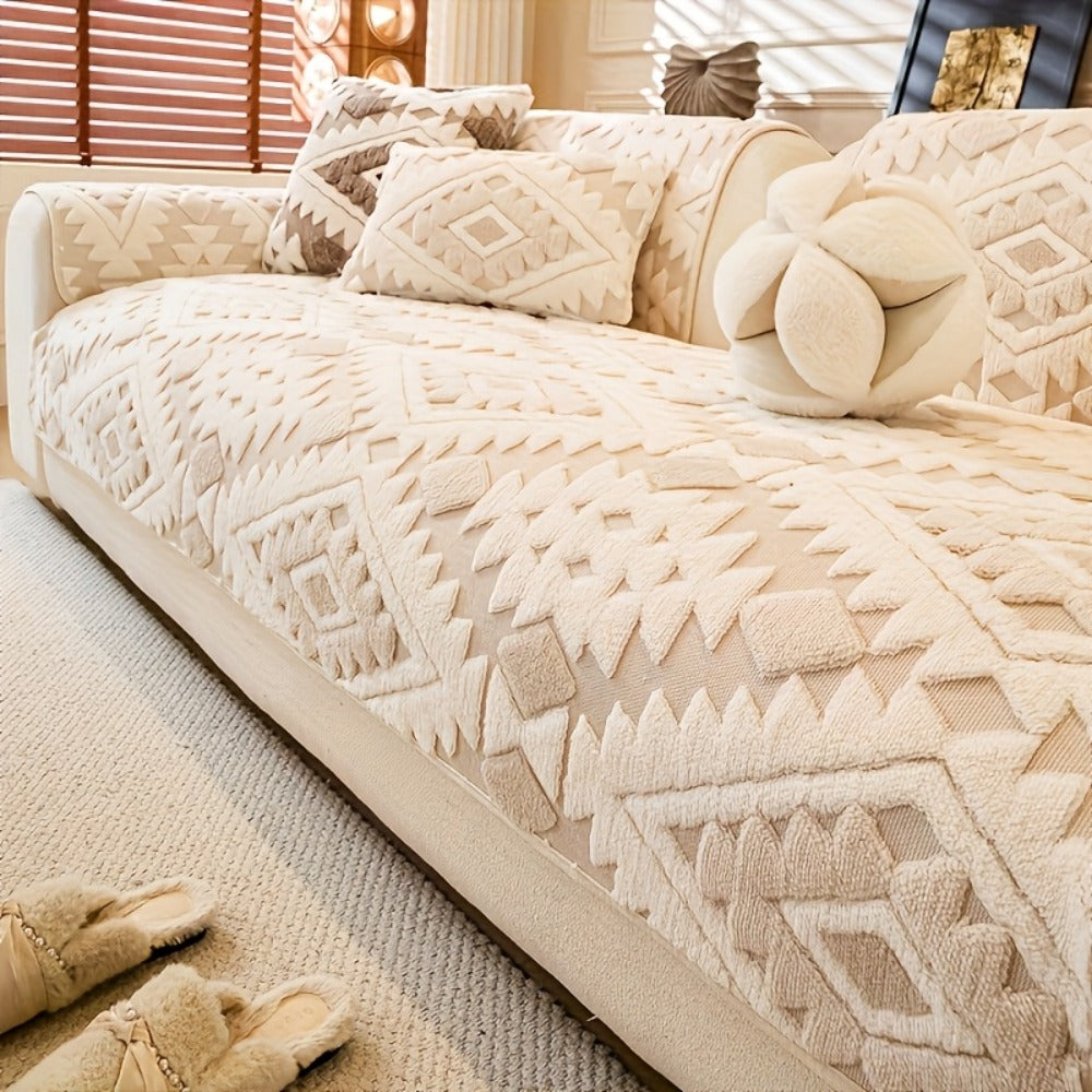 Sofa Cover, Thick Plush Couch Pad with Backing Detail in Three Colors and Seven Seat or Arm Sizes