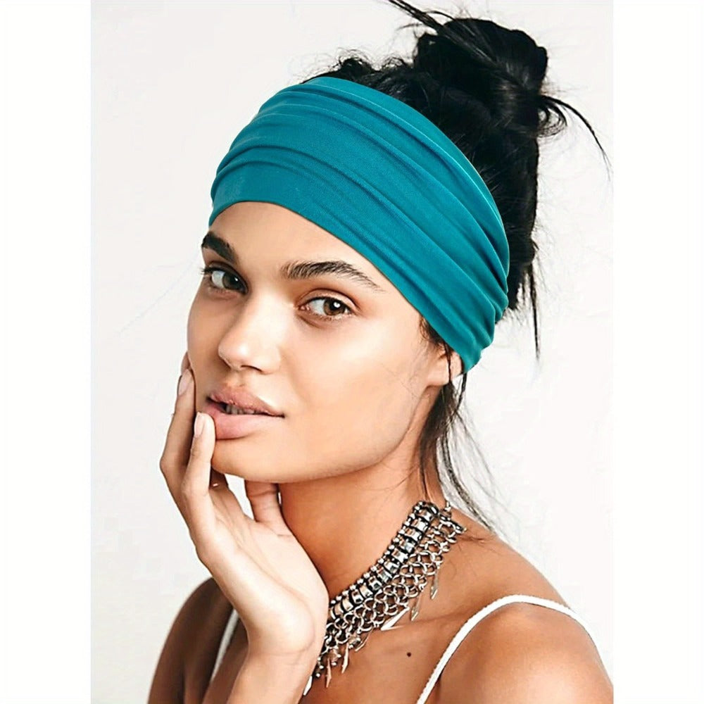 Stretchy Headbands 20 Pack for Women & Men – Soft Sweat-Wicking Non-Slip Elastic Turban Knot Hair Wraps Breathable Solid Colors for Yoga