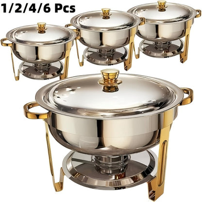 Chafing Dish Buffet Set Stainless Steel Food Warmer 6QT Round Chafer for Catering Events Parties Weddings Banquets