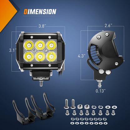 4-Inch LED Off-Road Spot Driving Lights 60W 1260LM Die-Cast Aluminum with Tow Hitch Bracket & 12ft Wiring Harness Kit for Trucks SUVs ATVs