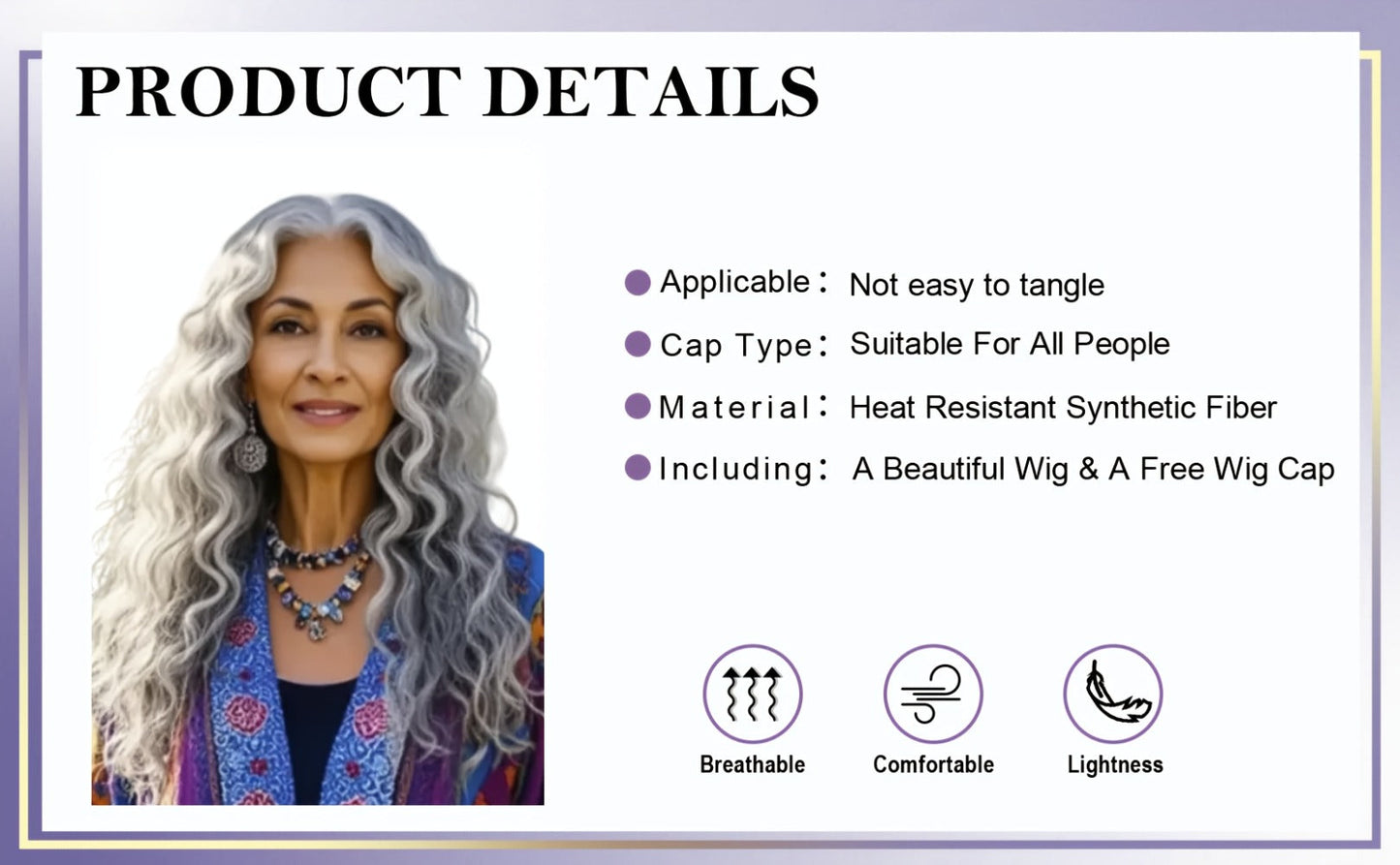 Synthetic Wig 24-Inch Space Gray Deep Waves with Glueless Buckle Cap and Rating with Item-Specific Color, Length, Texture and Cap Choices