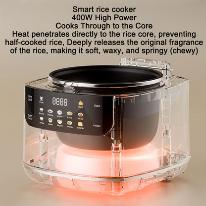 Rice Cooker 2L 4 Cups 10-in-1 Mini Multifunctional Compact Electric Rice Cooker for Rice for Home Cooking, Dining and Outdoor Meals