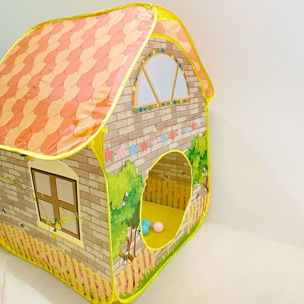 Kids Cottage Play Tent with Ball Pit Cartoon Playhouse Indoor Outdoor with the Listed Color, Size or Set Options for Everyday Use