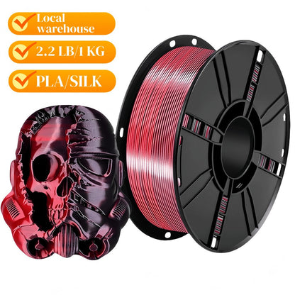 3D Printer Filament Airok Silk PLA 1.75mm 1kg Spool with Ten Glossy Solid, Dual-Color and Rainbow Options