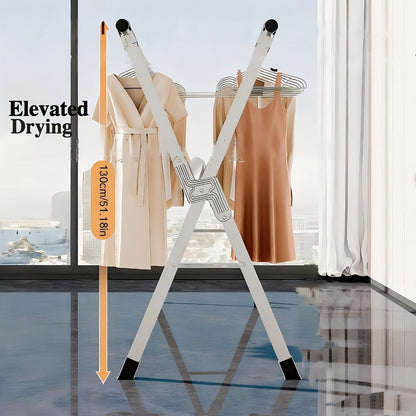 Foldable Clothes Drying Rack 3-Bar, Stainless Steel Collapsible Laundry Rack, Retractable 63" or 79" for Indoor & Outdoor Use