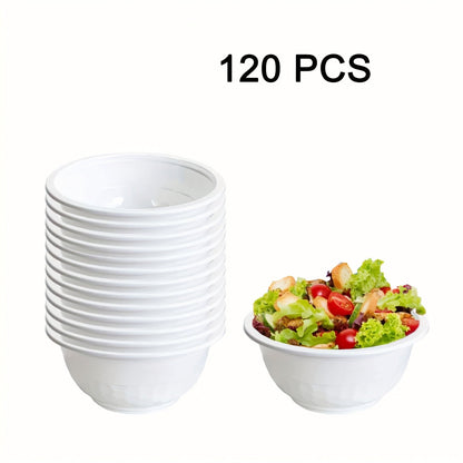 White 13-Ounce Disposable Plastic Serving Bowls with Side Handles and 120- or 240-Piece Checkout Options
