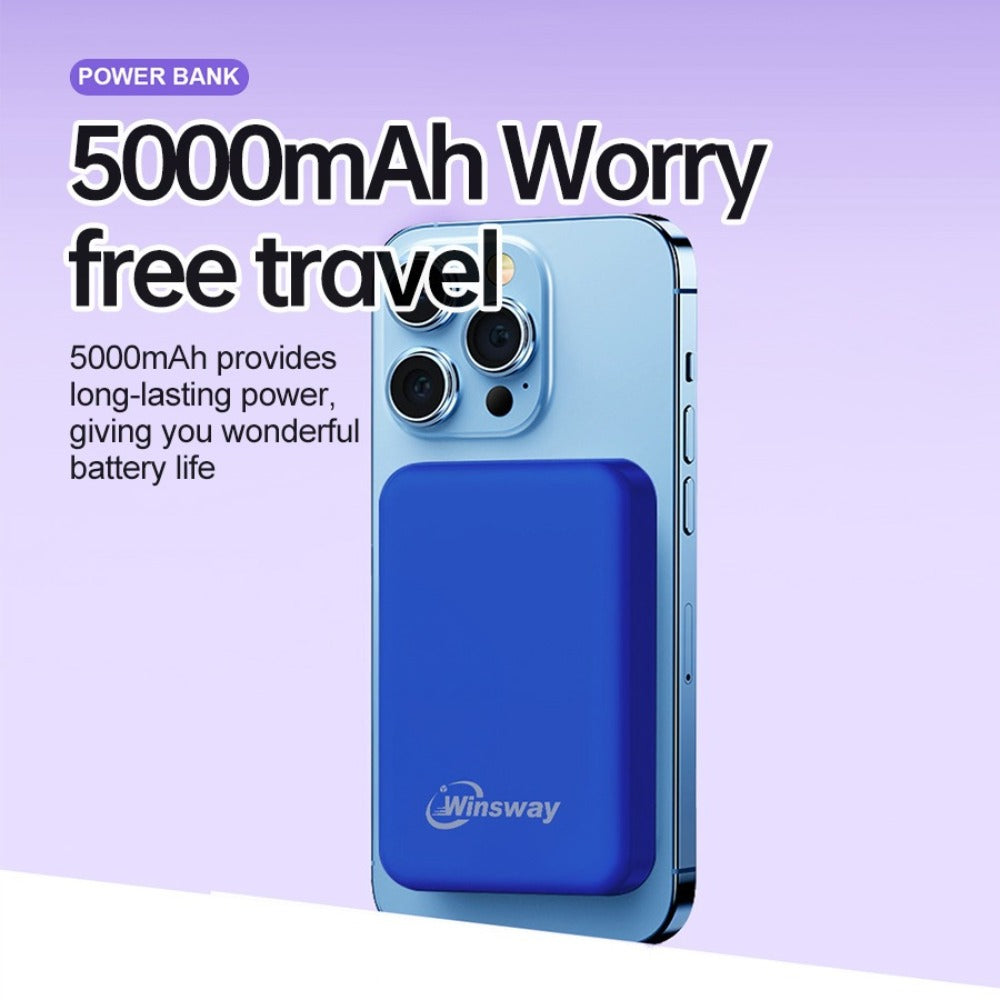 Power Bank Magnetic 5000mAh Mini with Wireless Charging, PD, QC3.0 and Eight Colors for Travel